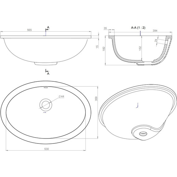 Раковина врезная под столешницу Salini Marea 12 56 см 1101109M (S-Sense) матовая - 11 Раковина врезная под столешницу Salini Marea 12 56 см 1101109M (S-Sense) матовая фото 11