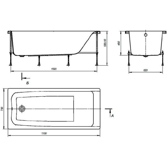 Ванна акриловая Roca Elba 170x75 см 248507000, Размер - мм: 1700х750 фото 4