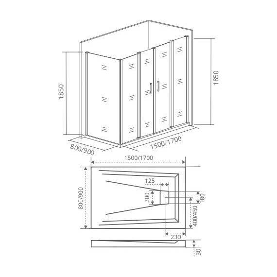Душевое ограждение Bas Infinity WTW-TD+SP C-CH 170х90 см, хром/прозрачное - 4 Душевое ограждение Bas Infinity WTW-TD+SP C-CH 170х90 см, хром/прозрачное фото 4