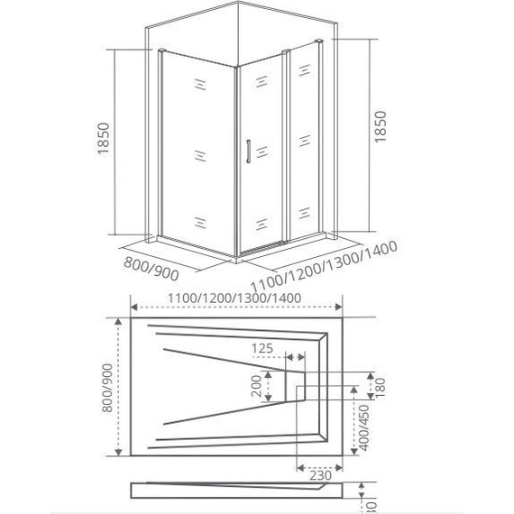 Душевое ограждение Bas Infinity WTW+SP G-CH 110х80 см, хром/матовое фото 4