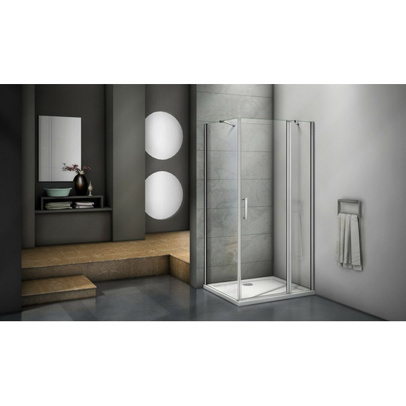 Душевое ограждение Bas Mokka WTW+SP C-WE 110х90 см алюминий/прозрачное фото 5