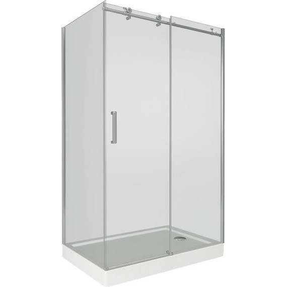 Душевое ограждение Bas Puerta WTW+SP C-CH 110х100 см (стекло 8 мм) хром/прозрачное фото 