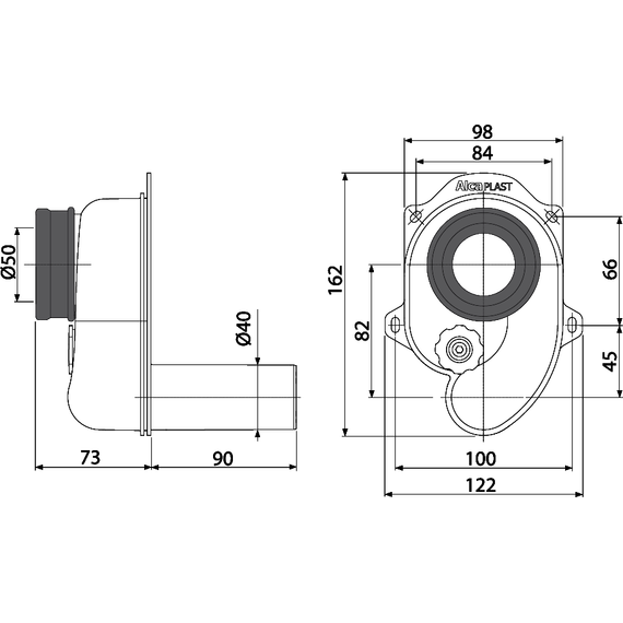 Сифон для писсуара Alcadrain A45B горизонтальный (AG210901240) фото 2