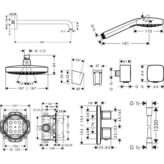 Душевая стойка Hansgrohe Croma Select E/Ecostat E 27294000 - 2 Душевая стойка Hansgrohe Croma Select E/Ecostat E 27294000 фото 2
