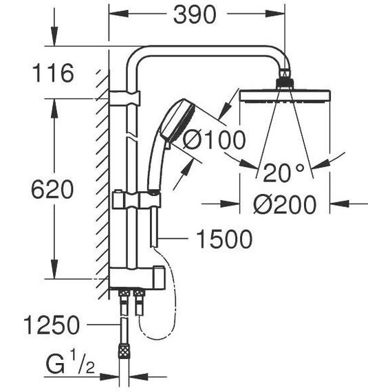 Душевая стойка Grohe New Tempesta 200 27389002 фото 3