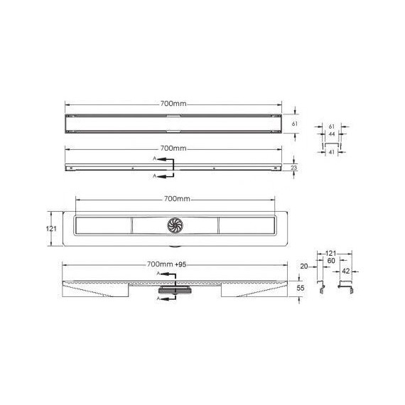 Трап Berges Wasserhaus B1 Keramik 70 см 090118, нержавеющая сталь, Цвет производителя: хром матовый, Размер трапа: 700 - 9 Трап Berges Wasserhaus B1 Keramik 70 см 090118, нержавеющая сталь, Цвет производителя: хром матовый, Размер трапа: 700 фото 9