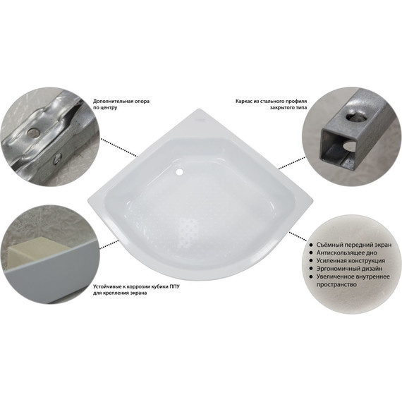 Поддон акриловый Тритон ПД7 100х100 см (каркас и панель в комплекте) - 6 Поддон акриловый Тритон ПД7 100х100 см (каркас и панель в комплекте) фото 6