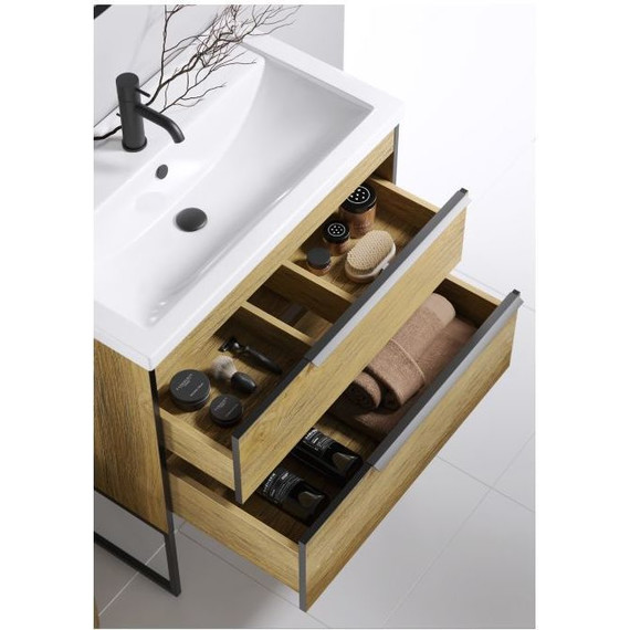 Тумба напольная с раковиной Aqwella Fargo 70 см FRG0107DB/FRGN440, дуб балтийский фото 6