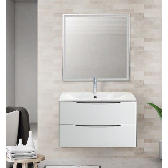 Тумба подвесная с раковиной BelBagno ACQUA-900-2C-SO-BL 90 см, Bianco Lucido, Цвет фасада: Bianco Lucido фото 2
