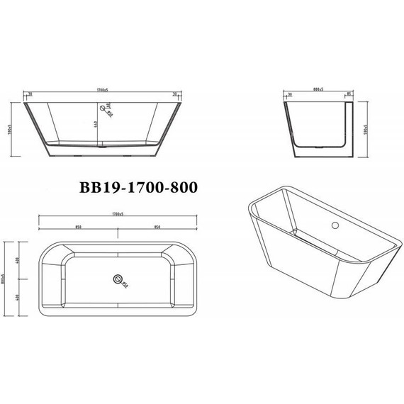 Ванна отдельностоящая BelBagno BB19-1700-800 170х80 см фото 5