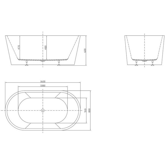 Ванна отдельностоящая BelBagno BB202-1600-800 160х80 см, Размер - мм: 1600х800 фото 3