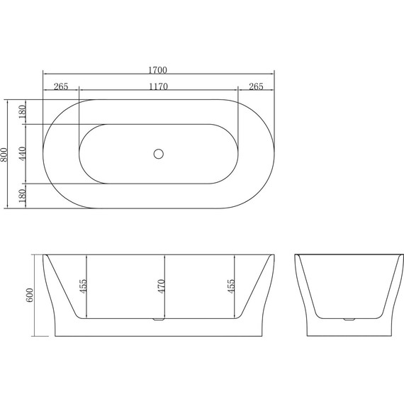 Ванна отдельностоящая BelBagno BB405-1700-800 170х80 см, Размер - мм: 1700х800 фото 5