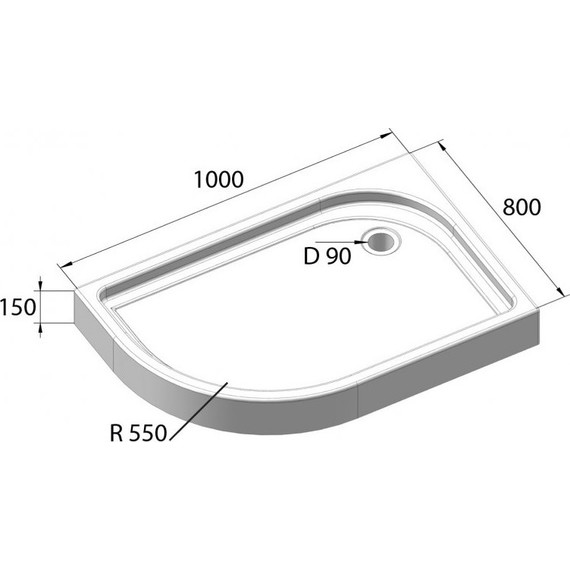 Поддон акриловый BelBagno 100х80 см TRAY-BB-RH-100/80-550-15-W-R фото 6