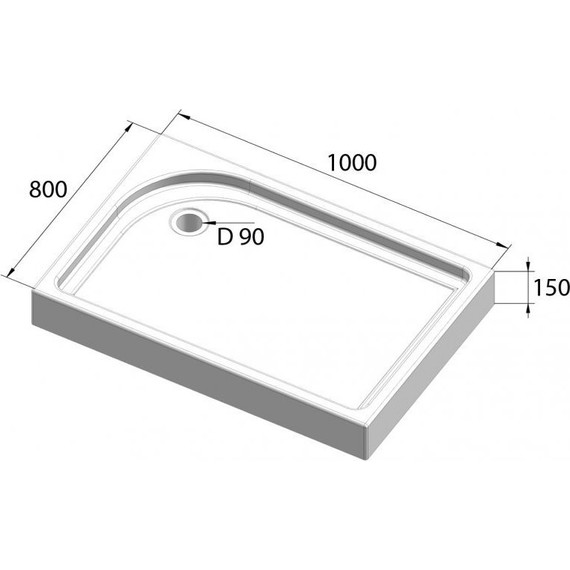 Поддон акриловый BelBagno 100х80 см TRAY-BB-AH-100/80-15-W-L фото 6