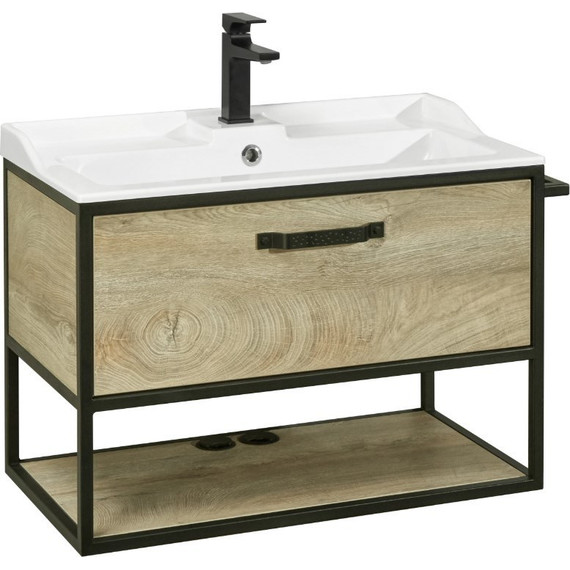 Тумба подвесная со столешницей Акватон Лофт Фабрик 80 см 1A242401LTDU0, дуб эндгрейн фото 10