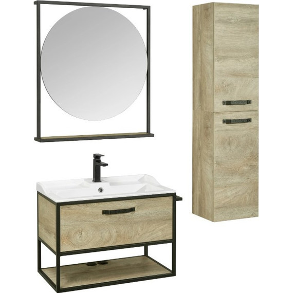 Тумба подвесная с раковиной Акватон Лофт Фабрик 80 см 1A2424K1LTDU0, дуб эндгрейн фото 7