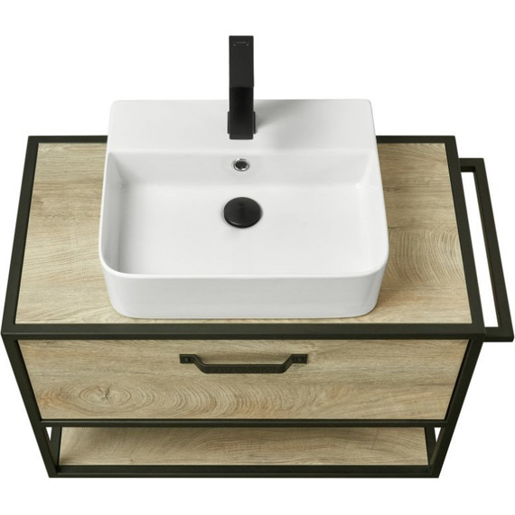 Тумба подвесная со столешницей Акватон Лофт Фабрик 80 см 1A242401LTDU0, дуб эндгрейн фото 6