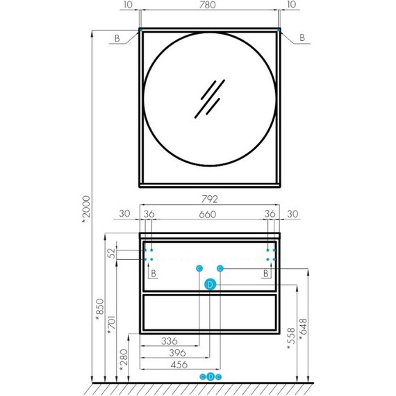 Зеркало Акватон Лофт Фабрик 80 см 1A242602LTDU0, дуб эндгрейн фото 8