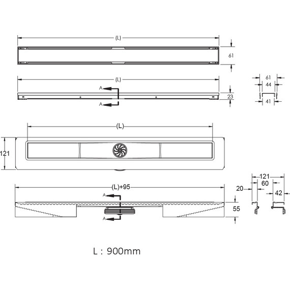 Трап Berges Wasserhaus B1 Antik 90 см 091127, нержавеющая сталь, Цвет производителя: хром глянцевый, Размер трапа: 900 фото 3
