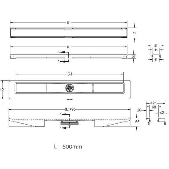 Трап Berges Wasserhaus B1 Antik 50 см 091123, нержавеющая сталь, Цвет производителя: хром глянцевый, Размер трапа: 500 фото 3