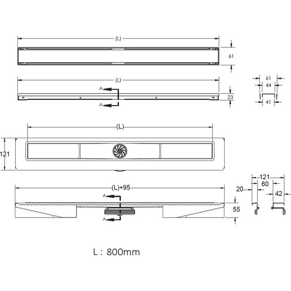Трап Berges Wasserhaus B1 Antik 80 см 092126, нержавеющая сталь, золото фото 4