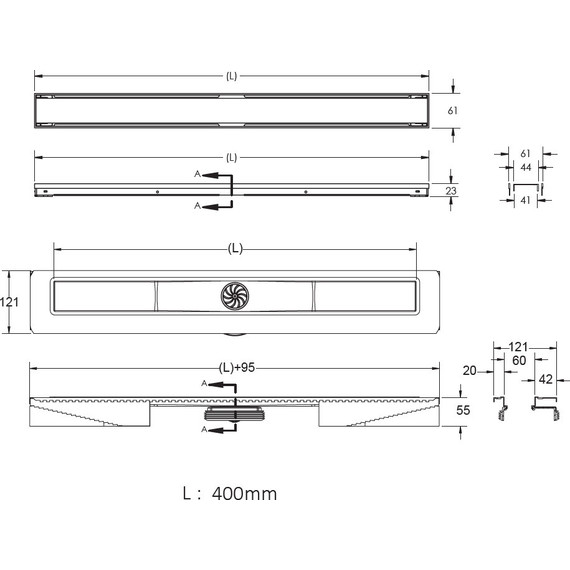 Трап Berges Wasserhaus B1 Keramik 40 см 090115, нержавеющая сталь, Цвет производителя: хром матовый, Размер трапа: 400 - 8 Трап Berges Wasserhaus B1 Keramik 40 см 090115, нержавеющая сталь, Цвет производителя: хром матовый, Размер трапа: 400 фото 8