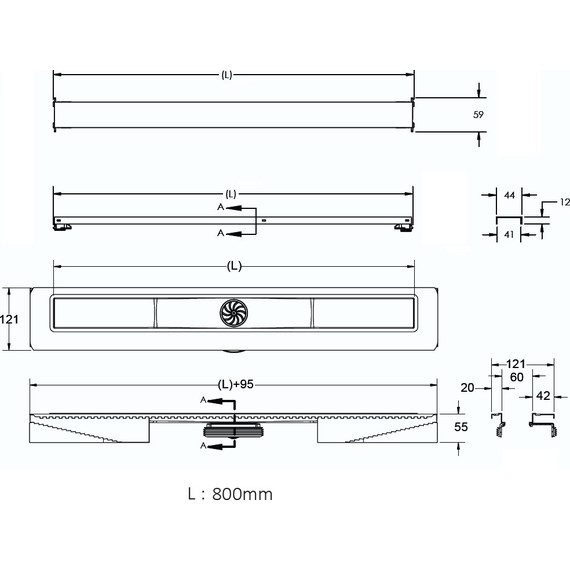 Трап Berges Wasserhaus C1 Norma 80 см 090139, нержавеющая сталь (под плитку), Цвет производителя: хром матовый, Размер трапа: 800 - 7 Трап Berges Wasserhaus C1 Norma 80 см 090139, нержавеющая сталь (под плитку), Цвет производителя: хром матовый, Размер трапа: 800 фото 7
