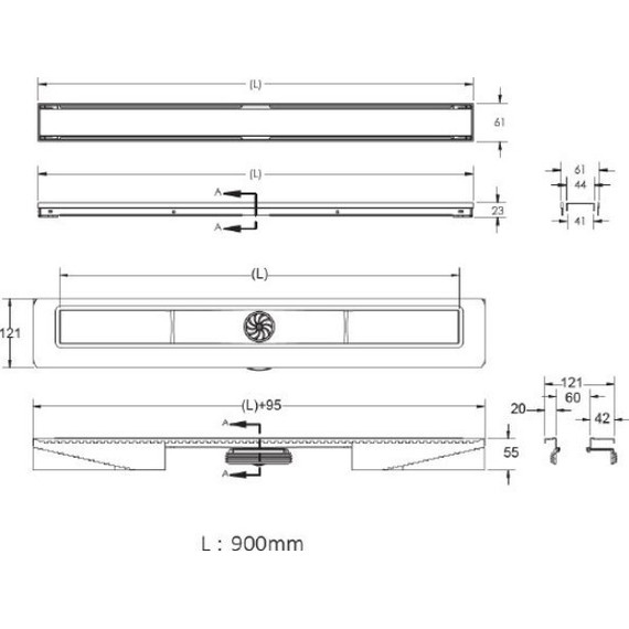 Трап Berges Wasserhaus C1 Norma 90 см 090140, нержавеющая сталь, Цвет производителя: хром матовый, Размер трапа: 900 - 7 Трап Berges Wasserhaus C1 Norma 90 см 090140, нержавеющая сталь, Цвет производителя: хром матовый, Размер трапа: 900 фото 7