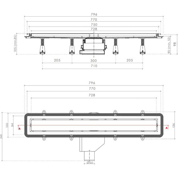 Трап Pestan (BETTOSERB) Confluo Premium Line 75 см 13100005, нержавеющая сталь (под плитку), Цвет производителя: хром, Размер трапа: 750 фото 10