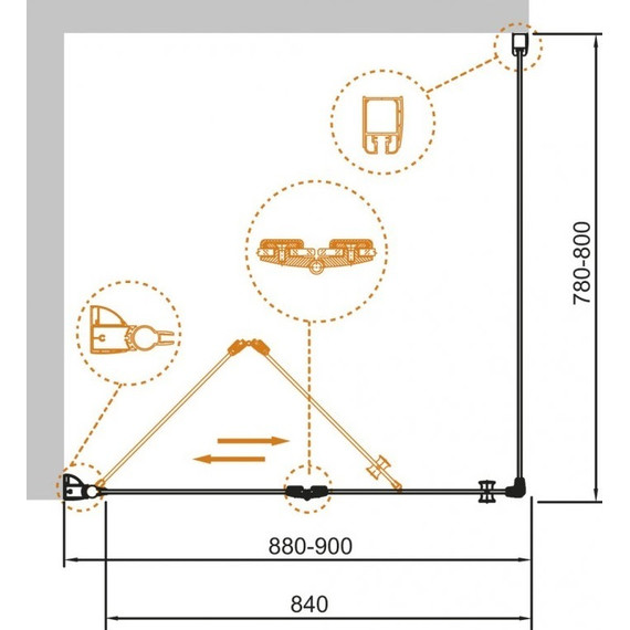 Душевое ограждение Cezares Eco ASH-1 90х80 см, хром/прозрачное фото 2