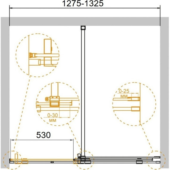 Душевая дверь Cezares Stream BF-1 130 см (стекло 8 мм), хром/прозрачное фото 2