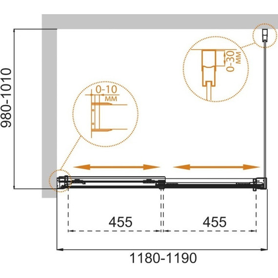 Душевое ограждение Cezares Tandem-Soft AH-2 120х100 см R, хром/матовое фото 6