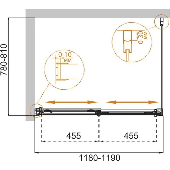 Душевое ограждение Cezares Tandem-Soft AH-2 120х80 см R, хром/матовое фото 6