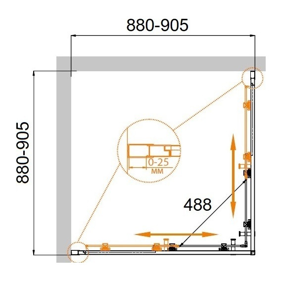 Душевое ограждение Cezares Molveno A-2 90х90 см, хром/прозрачное - 4 Душевое ограждение Cezares Molveno A-2 90х90 см, хром/прозрачное фото 4