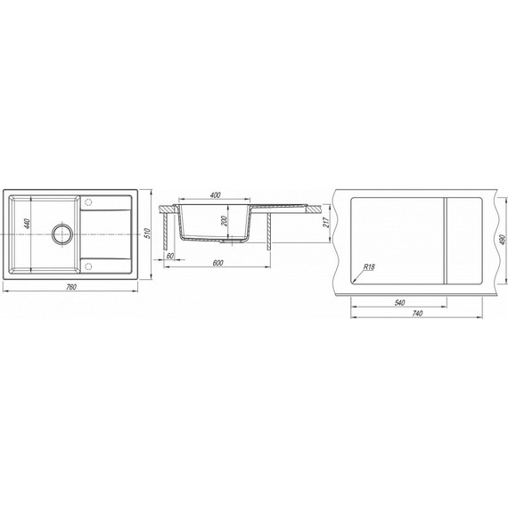 Кухонная мойка Dr.Gans Техно 760 25.030.D0760.401, белый фото 3