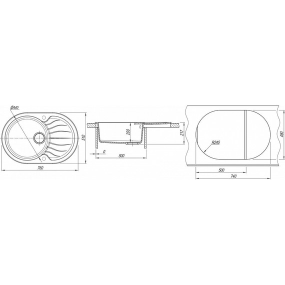 Кухонная мойка Dr.Gans Берта 760 25.040.C0760.407, чёрный фото 3