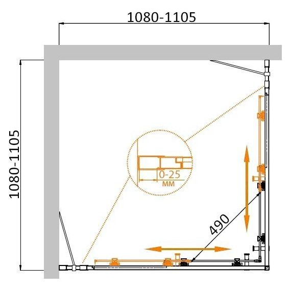 Душевое ограждение Cezares Molveno A-22 110х110 см, хром/матовое фото 5