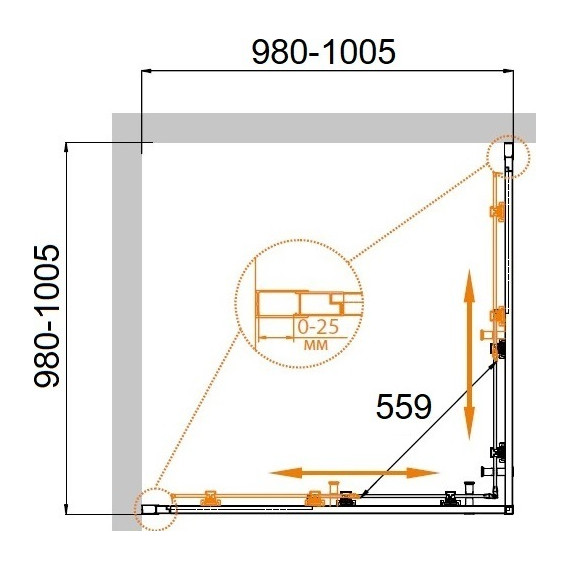 Душевое ограждение Cezares Molveno A-2 100х100 см, хром/прозрачное фото 4