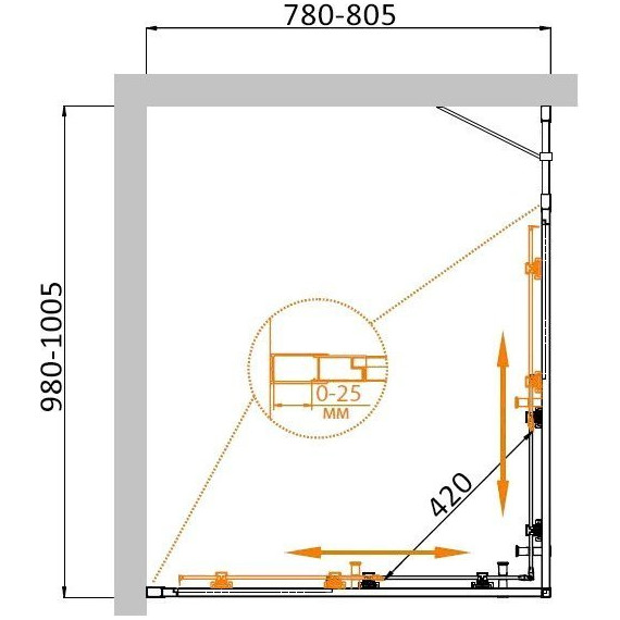 Душевое ограждение Cezares Molveno AH-21 100х80 см, хром/прозрачное фото 2