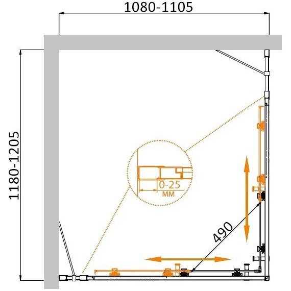 Душевое ограждение Cezares 120х110 см MOLVENO-AH-22-120/110-P-Cr, хром/матовое фото 4