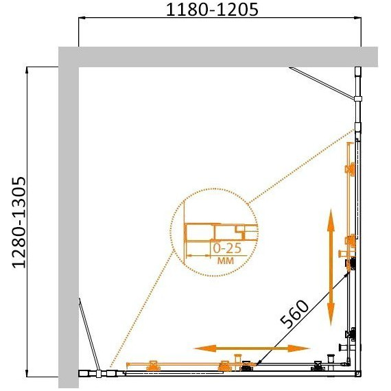 Душевое ограждение Cezares Molveno AH-22 130х120 см, хром/матовое фото 5