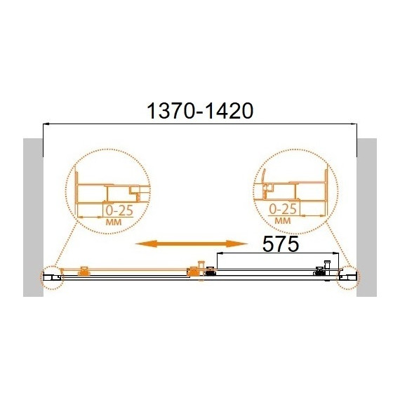 Душевая дверь Cezares Molveno BF-1 140 см, хром/прозрачное - 2 Душевая дверь Cezares Molveno BF-1 140 см, хром/прозрачное фото 2