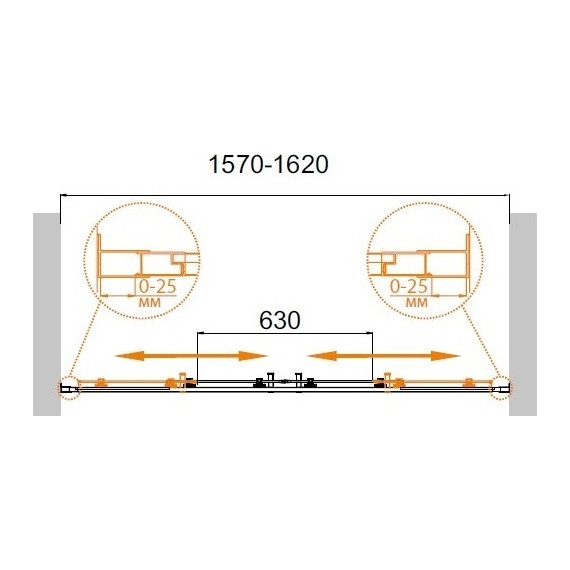 Душевая дверь Cezares Molveno BF-2 160 см, хром/прозрачное - 3 Душевая дверь Cezares Molveno BF-2 160 см, хром/прозрачное фото 3