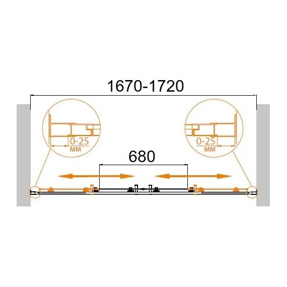 Душевая дверь Cezares Molveno BF-2 170 см, хром/матовое - 6 Душевая дверь Cezares Molveno BF-2 170 см, хром/матовое фото 6