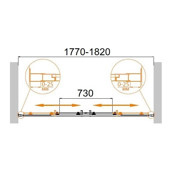 Душевая дверь Cezares Molveno BF-2 180 см, хром/прозрачное - 3 Душевая дверь Cezares Molveno BF-2 180 см, хром/прозрачное фото 3