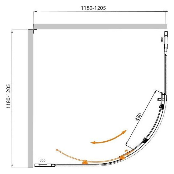 Душевое ограждение Cezares Molveno R-11 120х120 см MOLVENO-R-11-90+30-C-Cr-IV, хром/прозрачное фото 2