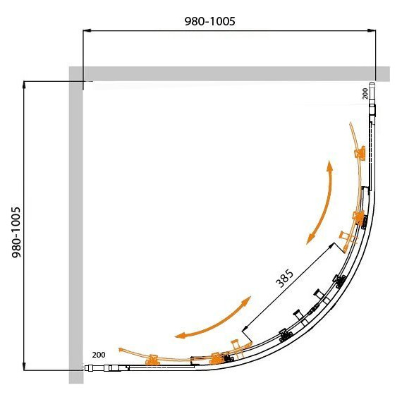 Душевое ограждение Cezares Molveno R-22 100х100 см, хром/матовое фото 5