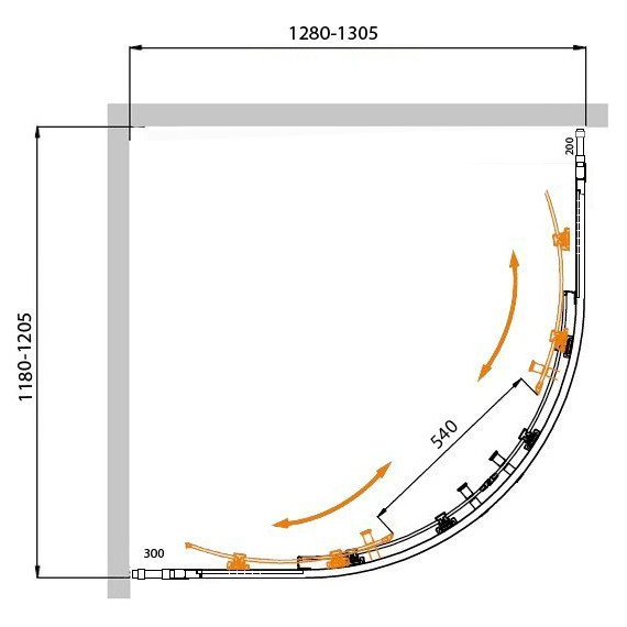 Душевое ограждение Cezares Molveno RH-22 130х120 см, хром/матовое фото 7