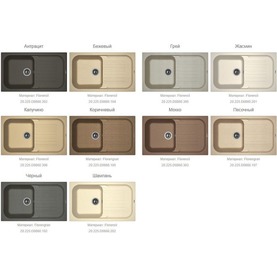 Кухонная мойка Florentina Арона 860 20.225.D0860.201, жасмин, Цвет производителя: жасмин фото 3