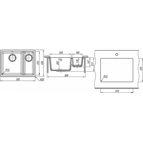 Кухонная мойка Florentina Вега 355/160 22.325.D0510.201, жасмин, Цвет производителя: жасмин фото 4